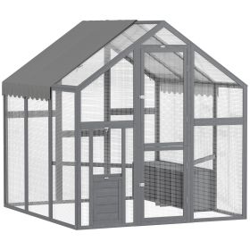 Large Wooden Chicken Run With Waterproof & Anti-UV Cover, For 6-8 Chickens, For Backyard, Farm, 5.5 X 6 X 6