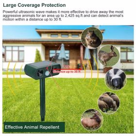 Ultrasonic Animal Repellent Solar Motion Sensor Repellent IPX4 Outdoor Waterproof Type, No Delivery On Weekends