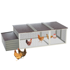 20.93ft  Large Wooden Chicken Coop Outdoor Hen House With Nesting Box  Weatherproof Asphalt Roof Walk In Poultry Cage With Secure Locks Metal Mesh Run