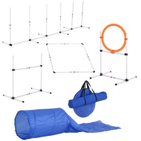Pawhut 5 Piece Outdoor Dog Agility Training Equipment Set with Jumping Ring Hurdle Bar Tunnel Pet Fitness