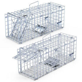 2Pcs Foldable Rat Trap Cage Humane Live Rodent Trap Cage Galvanized
