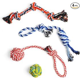 4-Pack Dog Rope Toys For Puppy Teething, Durable Cotton Chew Toys For Small Breed Dogs And Interactive Playtime (Option: Red)