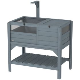 Tortoise Habitat with Shelf Storage Tortoise Gift Accessory with Weather Protection for Indoor, Gray (Option: Gray-900x550x200 mm)