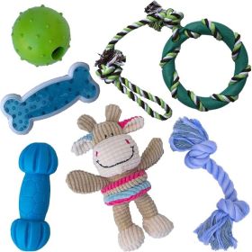 6-Piece Natural Rubber Puppy Chew Toy Set For Teething (Option: Green Blue Pink Beige)