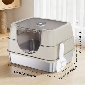 Galaxy stainless steel beige cat litter box, sturdy and durable, easy to clean, odorless, non stick to sand, is a cross-border quality choice (Option: 04022862)
