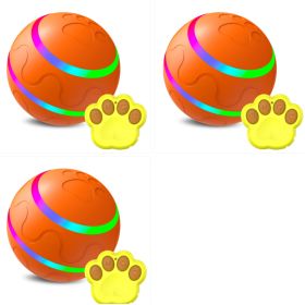 Pet New Cat Wicked Ball Toy Intelligent Ball USB Cat Toys Self Rotating Ball Automatic Rotation Ball (Option: Orange 3pcs-Upgrade remote control)