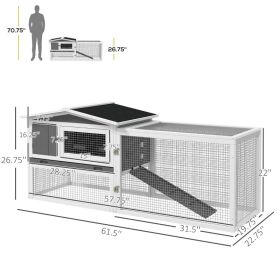 Hutch 2-Story Bunny Cage, Guinea Pig Cage Indoor Outdoor, Small Animal House With Slide Out Tray, For Rabbits, Chickens, Ducks Light Gray (Option: Light Gray)