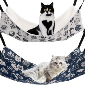 Cat Hammock For Cage Hanging Reversible 2Pack,Pet Hammock Bed Adjustable,Soft Sleeping Hammock For Cats,Ferret,Puppy,Rabbits,Small Animals (Option: Black)