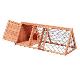 Small Chicken Coop Outdoor A-Frame Quail Cage With 2 Door & Run Cage Wooden Triangle Quail Hutch With Ventilating Wire Poultry Hutch For Small Animal (Option: Natural wood color)